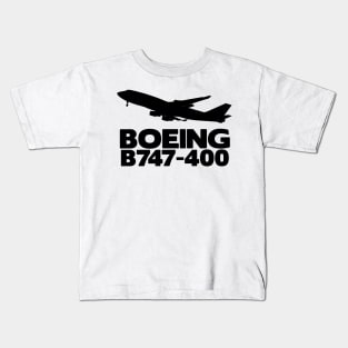 Boeing B747-400 Silhouette Print (Black) Kids T-Shirt